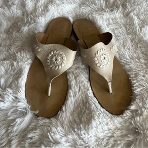 Jack Rodger's Leather Sandals White and Beige Size 8 1/2- Vintage